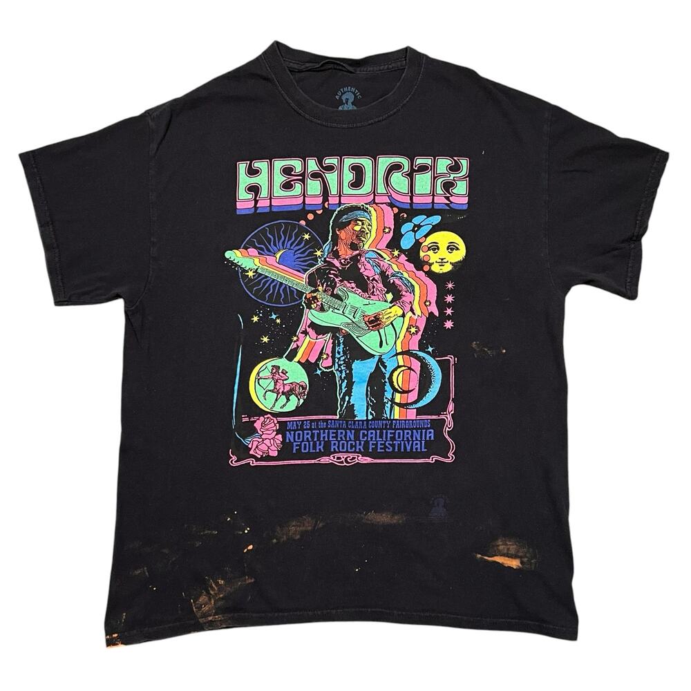 Jimi Hendrix North California Folk Festival Reprint Cotton T-Shirt Mens Large